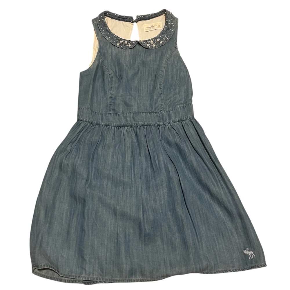 Abercrombie and Fitch Junior peter pan pearl collar Denim dress Tercel size 8